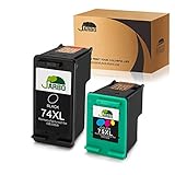 JARBO Remanufactured for HP 74 75 Ink Cartridges High Yield, 1 Black+1 Tri-Color, Use with HP Officejet J6480 J5780 Deskjet D4260 D4360 Photosmart C4280 C5280 C4480 C4580 C4385 C5580 Printer