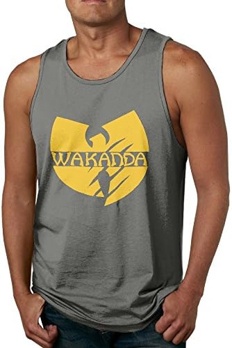 LanZhuoq Men Black Panther X Wu Tang Wakanda Slash Fashion Bodybuilding DeepHeather Sleeveless Shirt S Tank Tops
