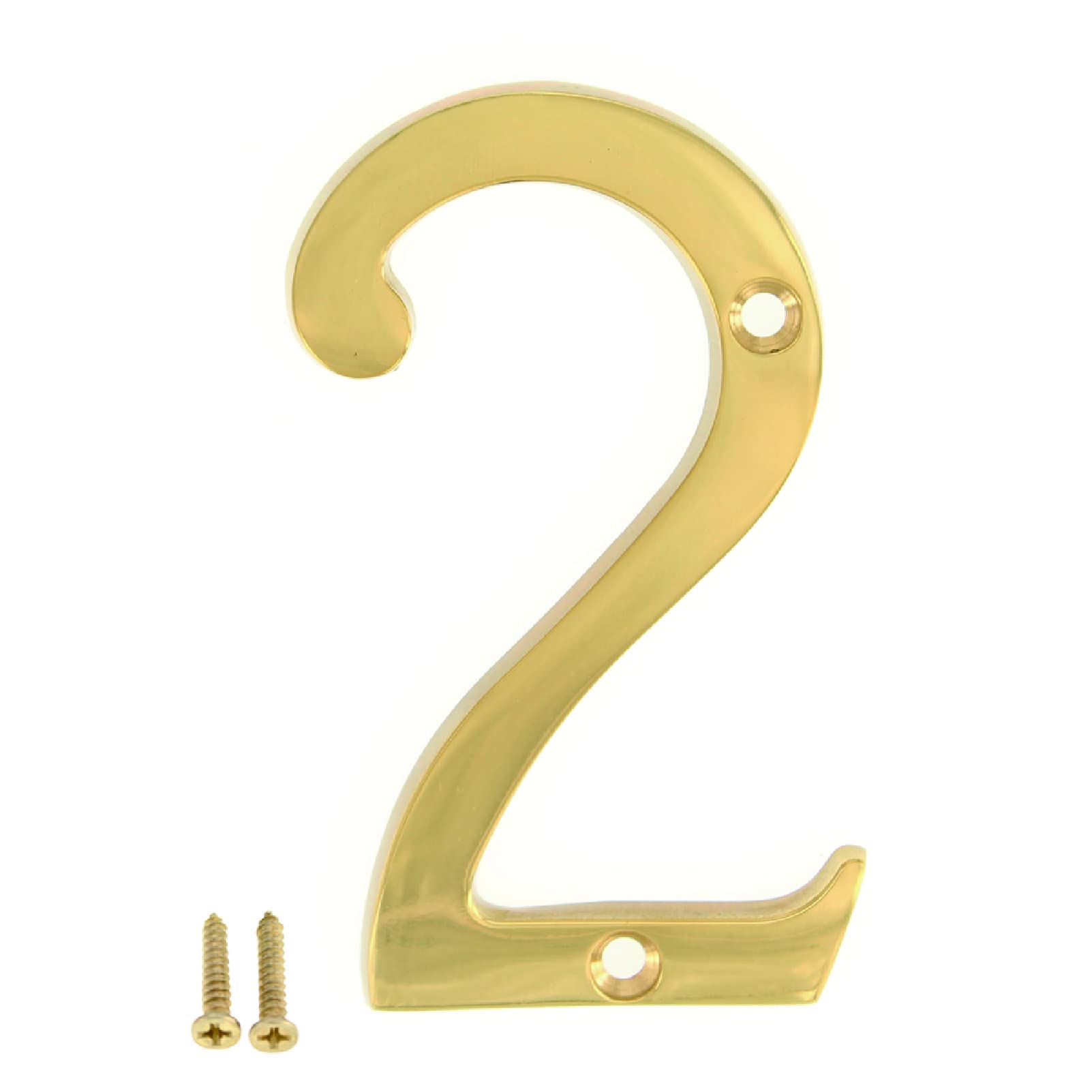 ZW Hardware A300 4 Inch(100mm) Bright Brass House Number 2 — image 1