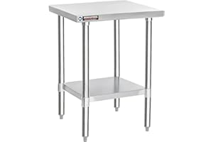 DuraSteel 24x24 Stainless Steel Work Table - NSF Commercial Prep Metal Table - Outdoor Pizza Oven Stand w/Under Shelf - Kitchen Island Laundry Utility Garage Microwave Stand Large Rolling Storage Cart
