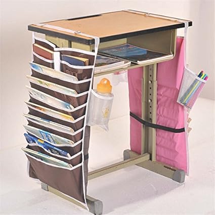 YFXOHAR Adjustable Table Desk Side Hanging Books Stationery Organizer Storage Bag (Without Table)