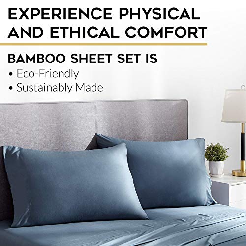 YNM-100-Bamboo-Sheet-Set-400TH-Durable-Natural-Bamboo-Sheets-Collection-4-Piece-Set-Includes-Flat-Sheet-Fitted-Sheet-and-2-Pillowcases-Queen-Blue-Grey
