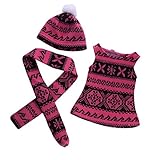 MonkeyJack Pink Patterned Sweater Dress Hat Kitwear Set for 18'' American Girl Doll or 17'' Zapf Baby Born Dolls