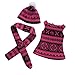 MonkeyJack Pink Patterned Sweater Dress Hat Kitwear Set for 18'' American Girl Doll or 17'' Zapf Baby Born Dolls