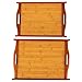 Wood Serving Tray With Handles - Large and Small Stackable Carrying Trays - Brown - 2 Piece Set - 14.8
