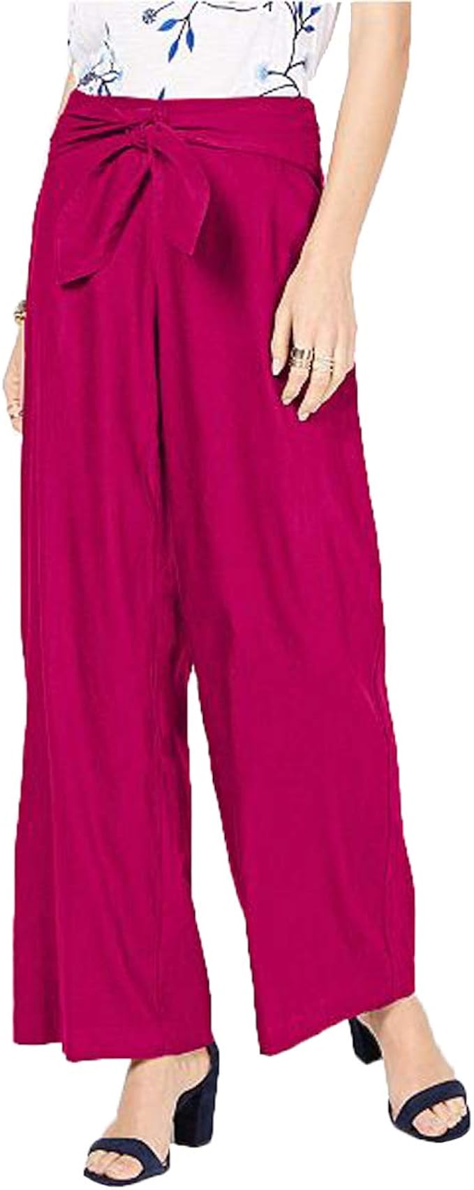 SHEIN Paper Bag Waist Belted Wide Leg Pants Women Elegant OL Work 2019 Spring Loose Solid High 