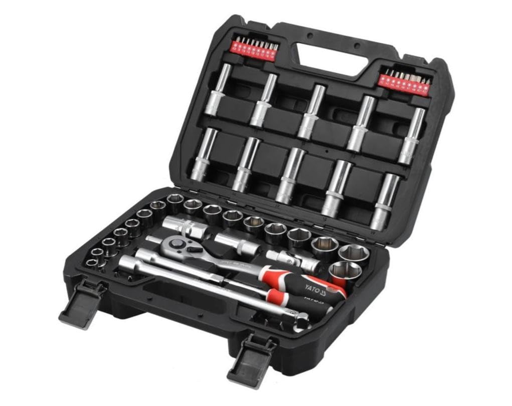 Yato 60PCS 1/2" Socket Set with Ratchet, Sockets 10-32mm, Chrome Vanadium Steel, AS-DRIVE System