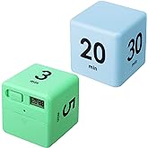 Weewooday 2 Pcs Cube Productivity Timer, Flip Gravity Sensor, Green, Blue | Flip Countdown Countup Workout Timer, Management 1 3 5 10 Minutes,15 20 30 60 Minutes for Back to School, Work, Kitchen