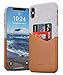 Bigphilo Wallet Case for 6.5'' iPhone Xs Max 2018, Mix Series Soft-Touch Fabric Protective Cover with Synthetic Leather Card Holder/Slot Compatible iPhone Xs Plus - Gray/Brown