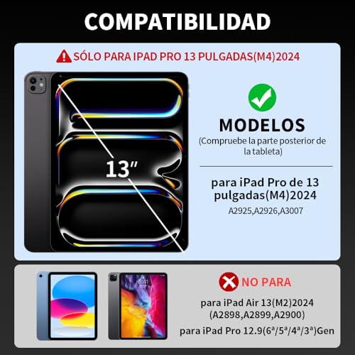 JESWO Magic Keyboard para iPad Pro 13" M4 (2024)/M5 (2025), Funda Teclado Inalámbrico para iPad Pro 13" M4 M5 con Soporte Magnético, Teclado iPad Multitáctil, 3 Ajustes Brillo Teclas Retroiluminación