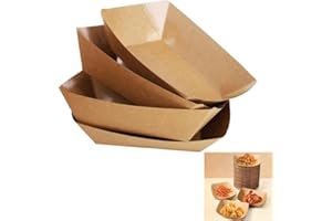 Jindizi 100 Bags of Kraft Paper Food Tray, Takeout Food Supply Boat, Basket, Tray, Party Snacks Chips, Nachos, hot Dogs, Taco