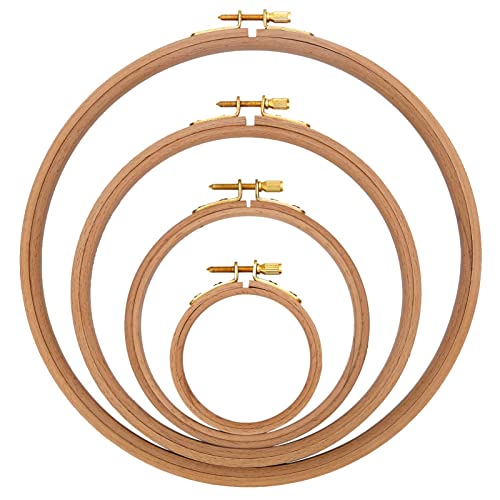 Caydo 4 Pieces Beech Wood Embroidery Hoops Set, 3 inch to 9 inch Cross Stitch Hoop Ring for Embroidery, Cross Stitch, Needlework, Art Craft Handy Sewing