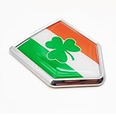 Overdecor Ireland Shamrock Flag Decal Stickers Car Emblem Irish Shamrock Car Accessories Decorations Chrome Shield Flag Sticker Decals for Cars Truck Vehicles, 2 Pack