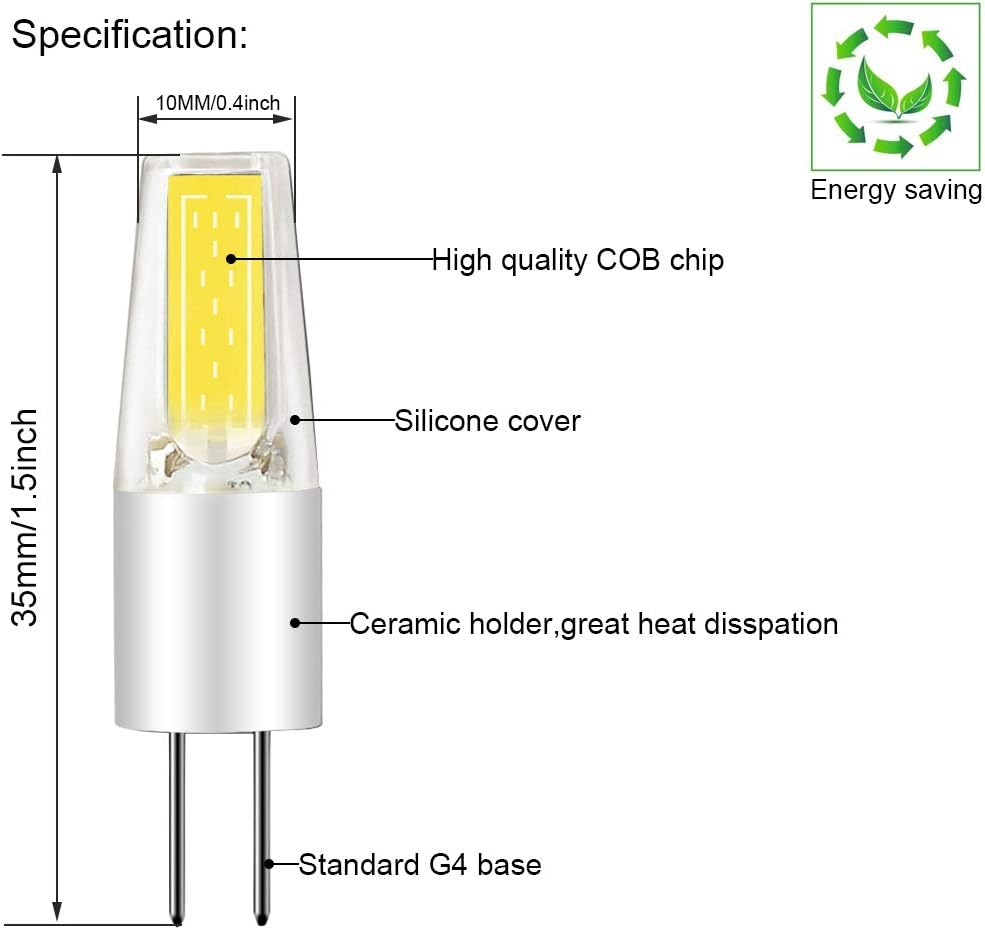 HUAMu G4 COB LED Bulb, DC / AC12V, 2W Cold White 6000K LED Bulb, 20 Watt Halogen Bulb Equivalent, 360° Beam Angle, 200lm - Image 3