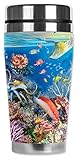 Mugzie MAX - 20-Ounce Stainless Steel Travel Mug with Insulated Wetsuit Cover - Wonders of the Sea