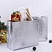 Gesodant Bling Glossy Glitter Durable Reusable Grocery Bag Handles Medium Non-woven Fashionable Gift Goodies Shopping Bag Totes Set Of 12 (Silver)