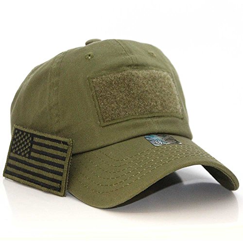 US Flag Attachable Patch Tactical Style Cotton Trucker Baseball Cap Hat Armygreen