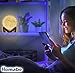 Led Moon Nightlight Lamp 5.1 Inch w/ Wooden Base. 3 Cool/Warm Color Lights. Child’s Room, Living Room, Dining Room, for a Decorative Fun or Romantic Atmosphere. Novel Gift by Homabe