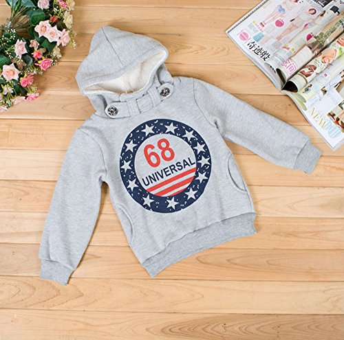 DIGOOD Baby Boys Printing Hoodie Tops,for 2-7 years old,Warm Thick Long Sleeve Blouse Clothes (Gray, 3-4 Years old)