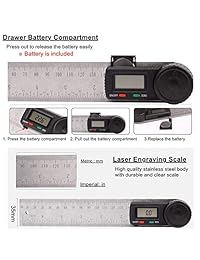 Protractor de buscador de ángulos digitales, Prostormer, regla de ángulo de acero inoxidable de 7 pulgadas con función de bloqueo y cero para carpintería, construcción y dibujo