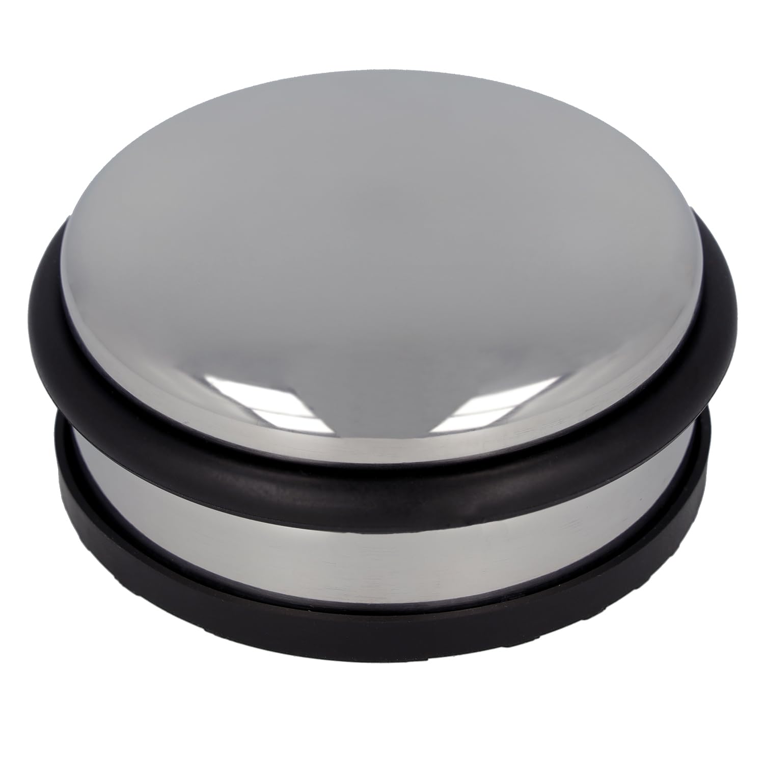 Westcott Stainless Steel Door Stop, Round Door Stop with a Weight of 1.2 kg, Door-Protecting Rubber Ring, Extra Non-Slip Underside, ⌀ 10 cm, Height 4 cm, Stable in drafts, E-19001 00
