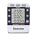 Samshow Digital Kitchen Cooking Timer Clock,3 Channels Simultaneous Timing Countdown Up Pocket Timer, Large Led Display, Loud Alarm, Memory Stopwatch Function, Magnetic Back, White (Battery included)
