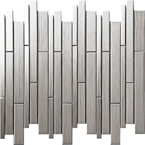 Stainless Steel 3D Strip Wall Tiles Modern Design for Kitchen Backsplash/Interior Wall Decor- SA698-1A(11PCS 10.76Sq.ft)