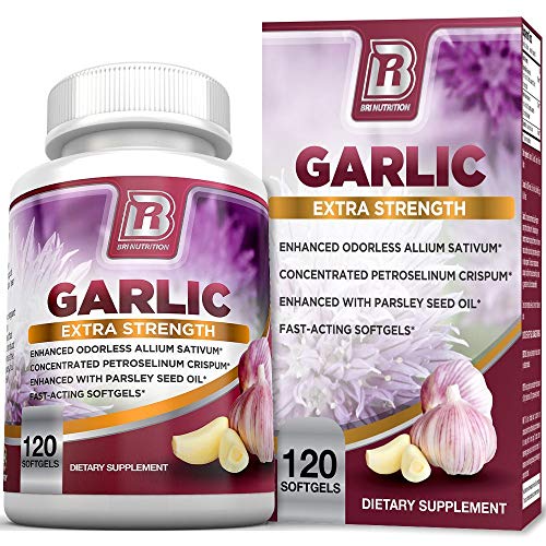BRI Nutrition Odorless Garlic 120 Softgels 1000mg Pure and Potent