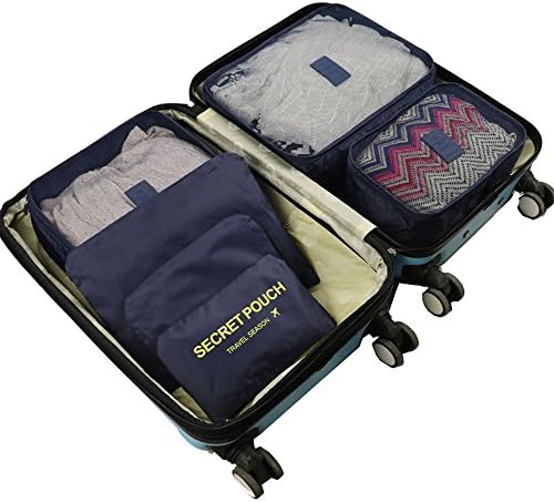 Travel Packing Cube Luggage Organizers Bag Lightweight Clothes Storage Secret Pouches Set of 6