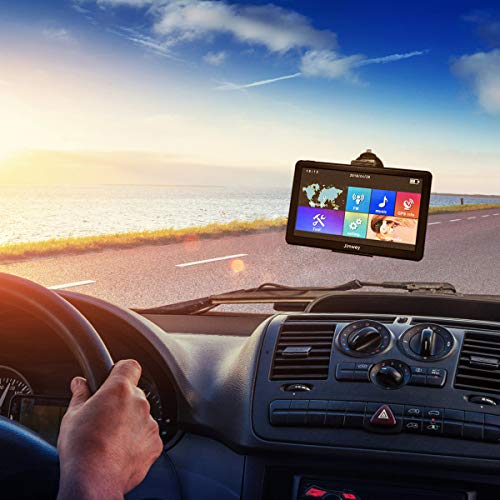 Car GPS Navigation System 7 inch Touch Screen - Jimwey 8GB Voice Prompt Vehicle GPS Navigator, North America Lifetime Map Update, Camera Alerts, Speed Limit Reminder