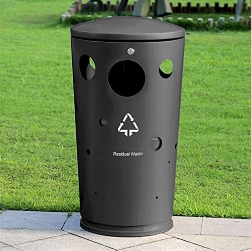 DamiSu Outdoor trash can Outdoor Steel Trash Can Creative Round Outdoor
