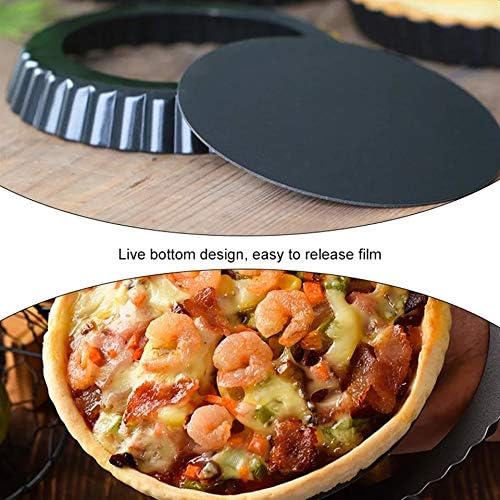 Grizzly Stainless Steel Round Loose Pie Tart Pan Non Stick Removable Tart Cake Mould Pizza Pan Plate Tray Baking Tools-10 Pc Set