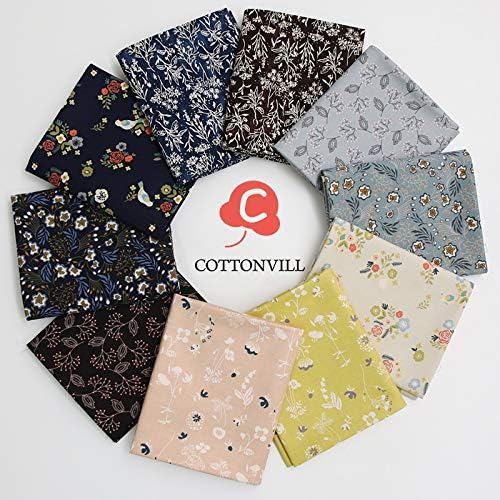 COTTONVILL 20COUNT Cotton Print Quilting Fabric (Quarter 10pcs, 04-Secret Garden)