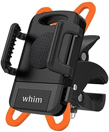 WhimS Bike Phone Mount: Universal Bicycle Phone Holder For Cellphone GPS &amp; More| iOS Android Phone Holder Cradle|360 Degree Swivel Rubber Strap &amp; One-Click Release|Top Road &amp; Mountain Biking Accessory