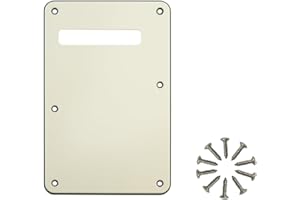 Phrilam 6 Holes Guitar Back Plate Cavity Cover Pickguard for Fender Standard Stratocaster Strat ST Modern Style Electric Guitar,Ivory 3ply