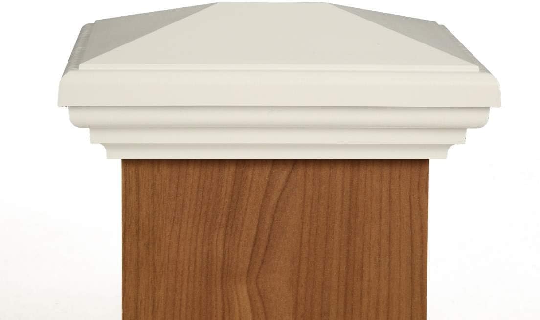 4x6 Post Cap | White New England Pyramid Style Square Top for Outdoor Fences, Mailboxes & Decks, by Atlanta Post Caps
