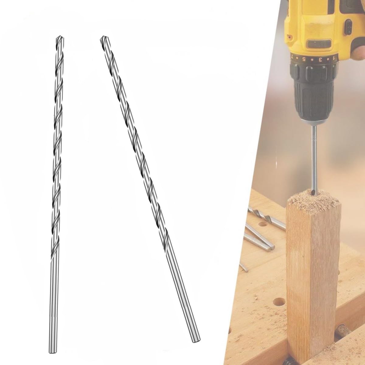2 PCS 200MM x 4MM Extra Long Hss Drill Bit Set,Twist Drill Bits Straight Shank Tool Drill Bit (4MM)