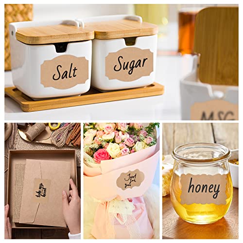 Koogel 510PCS Rustic Label Stickers, Natural Kraft Stickers 2x3 Inch Self Adhesive Blank Tags for Food Jars Gift Essential Oil Bottles Storage Bins