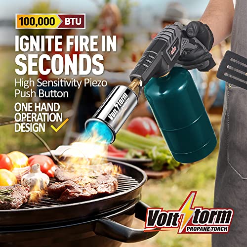 Cooking Torch Kitchen Blow Torch Grill Gun Propane Torch with 100,000 BTU, Adjustable Flame