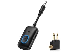 Ankilo Upgraded Aux Bluetooth Adapter for Car, 2 in 1 Bluetooth 5.3 Transmitter Receiver, Hands-Free Calls, 180° Swivel Bend, Wireless Audio Receiver for Car, Speakers, Home Stereo