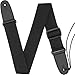 Guitar Strap Acoustic Guitar Strap Bass Strap Classical Design with Pick Pocket, 2 Pcs of Guitar Picks, Leather Ends, Tie or Acoustic Guitars -Black