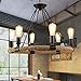 BAYCHEER HL371768 Industrial Retro Vintage Style with 39.37 inch Length Chain Rope 6 Lights Chandelier Pendant Light Lamp use E26/27 Bulb