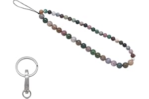 C&L Accessories Beaded Phone Charm Cell Phone Lanyard Wrist Strap Handmade Natural Gemstone