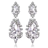 Miraculous Garden Women's Silver Gold Rose Gold Tone Plated Crystal Rhinestone Drop Earrings for Mother's Day (Silver tone plated white crystal)