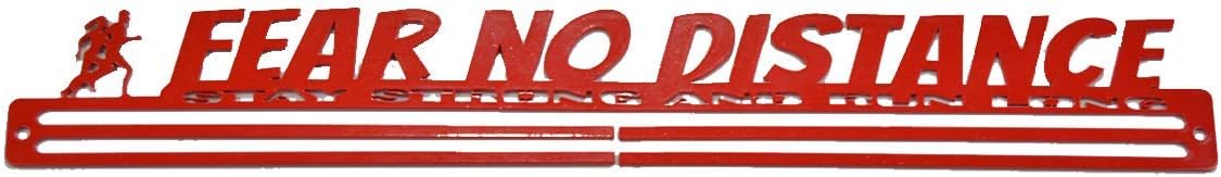 Medal Display + Fear No Distance + Medal Display Rack for 30+ Medals + for Marathon, Running, Race, Sports Medals
