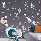 Easma Mermaid Decals Vinyl Wall Decals Girls Wall Decals Girls Bedroom Wall Decor Peel&Stick Mermaid Wall Decals