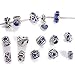 Yeshan 12pcs Antique Silver Crystal Rhinestone Birthstone Bead Charm Spacer with a Snake Chain Charm Bracelet Free, Blue