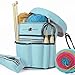Knitting Bag - Yarn Organizer for All Your Knitting Accessories with Bonus Crochet Hook Case, 7 Pockets + Divider for Extra Storage of Projects & Supplies