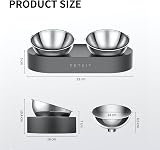 PETKIT Elevated Cat Bowls with Stand 0°/15° Tilt Stainless Steel 7cm Front view 3
