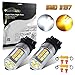 Partsam 2PCS 4157 3157 3156 3456 Switchback Dual Color High Power LED Front Turn Signal Light + Load Resistor Amber/Yellow White Led Bulbs